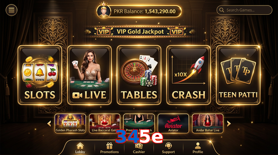 Main screen of 345E casino page for PK players